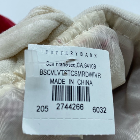 Pottery Barn Lola Christmas Holiday Stocking Red Cream 14 inch - Picture 3 of 9